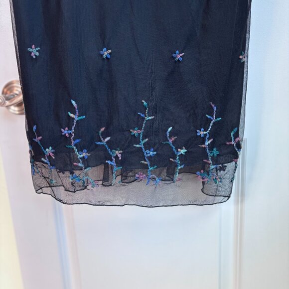 Vintage Midi Dress Y2K BCBG Embroidered Mesh Floral Dress S Fairy Whimsigoth - Picture 5 of 11